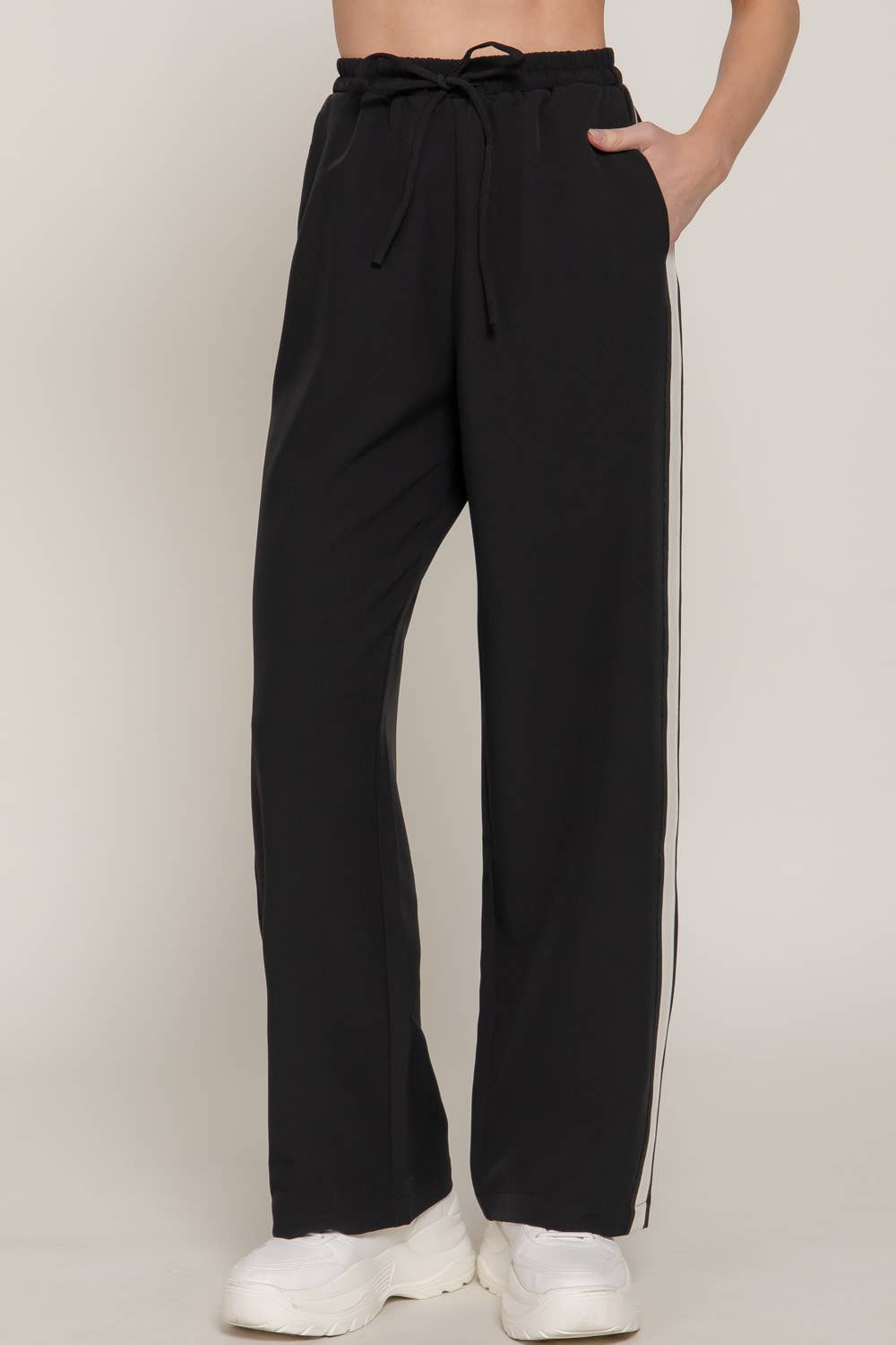 Side Stripe Straight Long Woven Pants