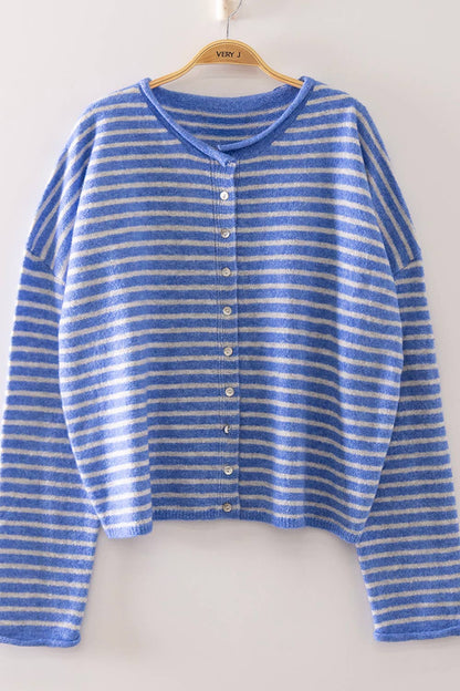 Becky Button Stripe Sweater