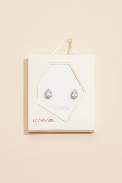 Pear-Shaped Cubic Zirconia Stud Earrings