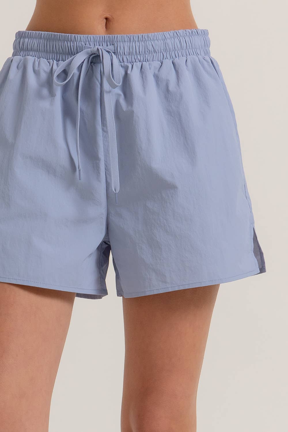 Anorak Fabric Side Slit Workout Shorts