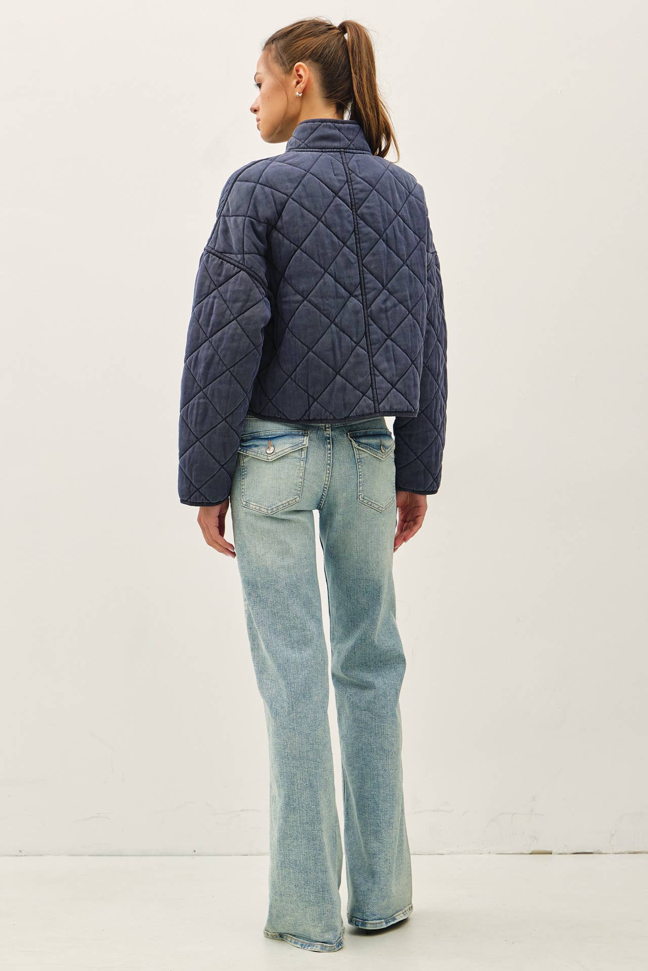 Garment Washed Quilt Crop Jacket