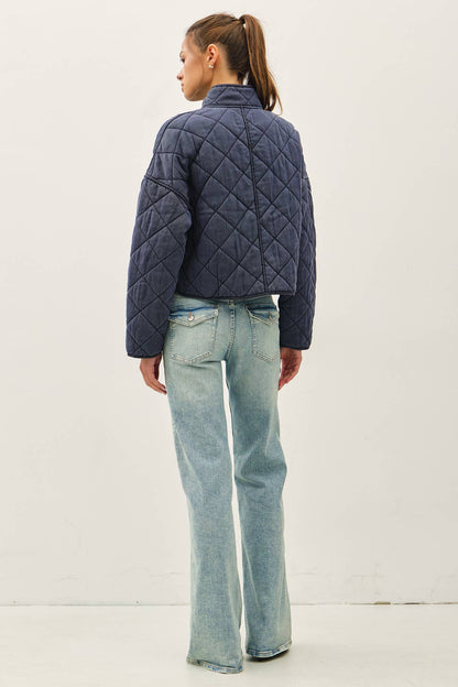 Garment Washed Quilt Crop Jacket