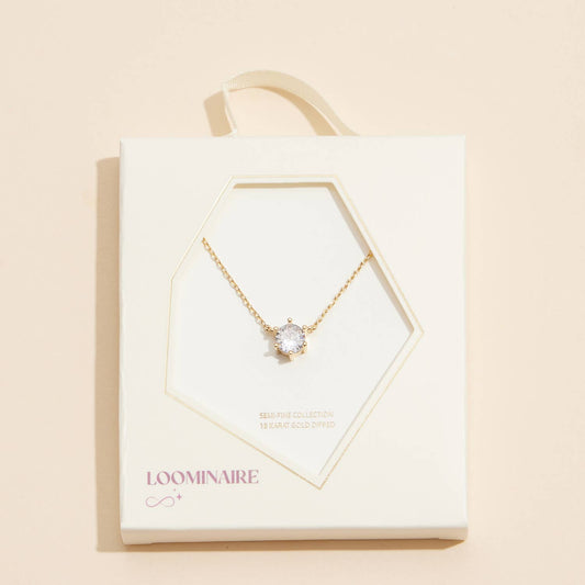 Cubic Zirconia Stone Charm Necklace