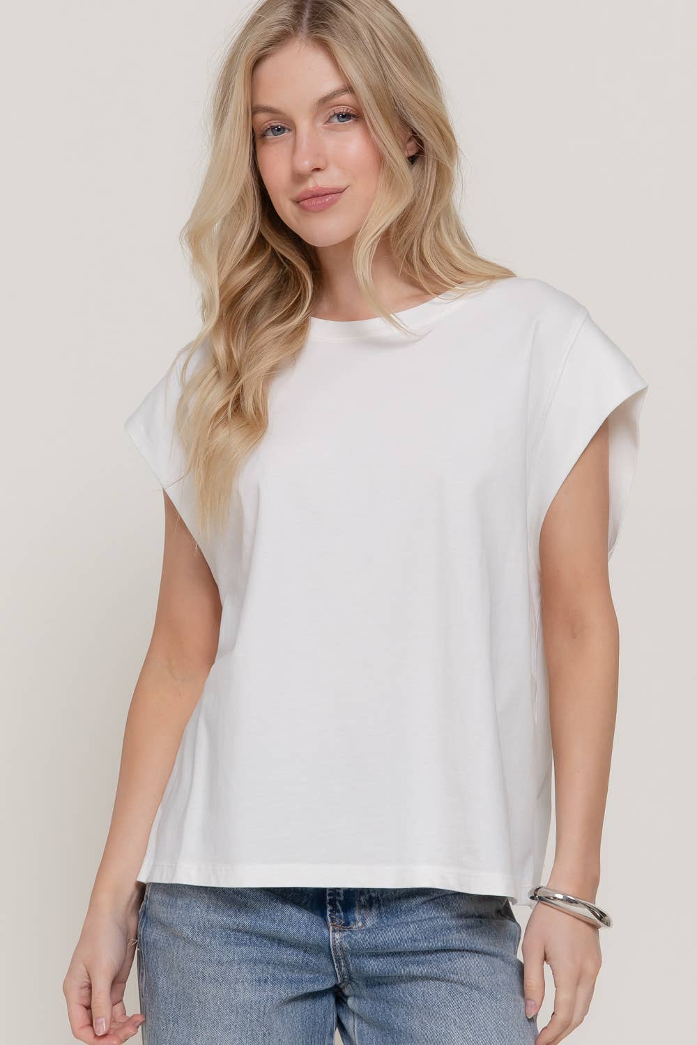 Sleeveless Round Neck Garment Dye T-Shirt