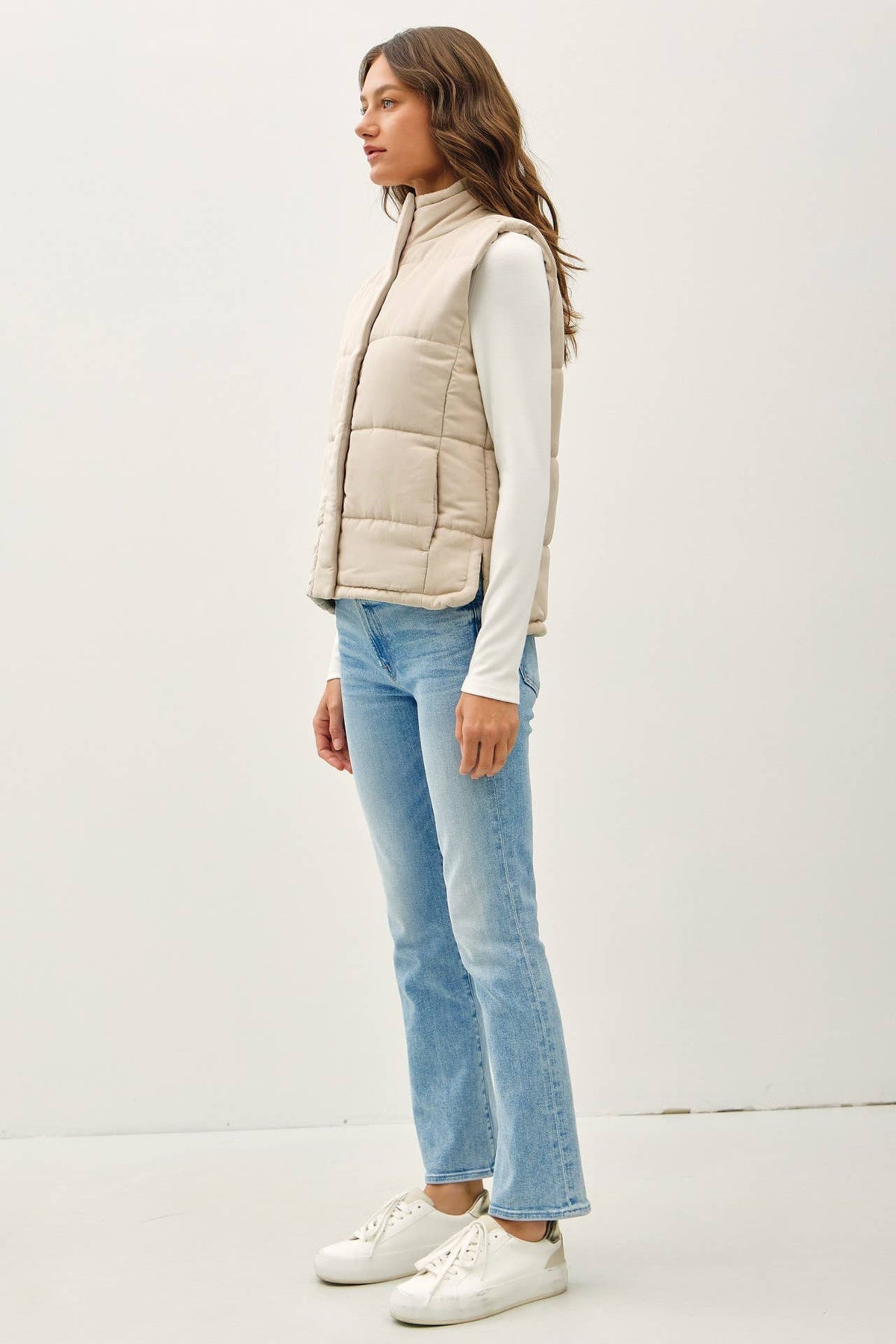 Suede-Like Puffer Vest