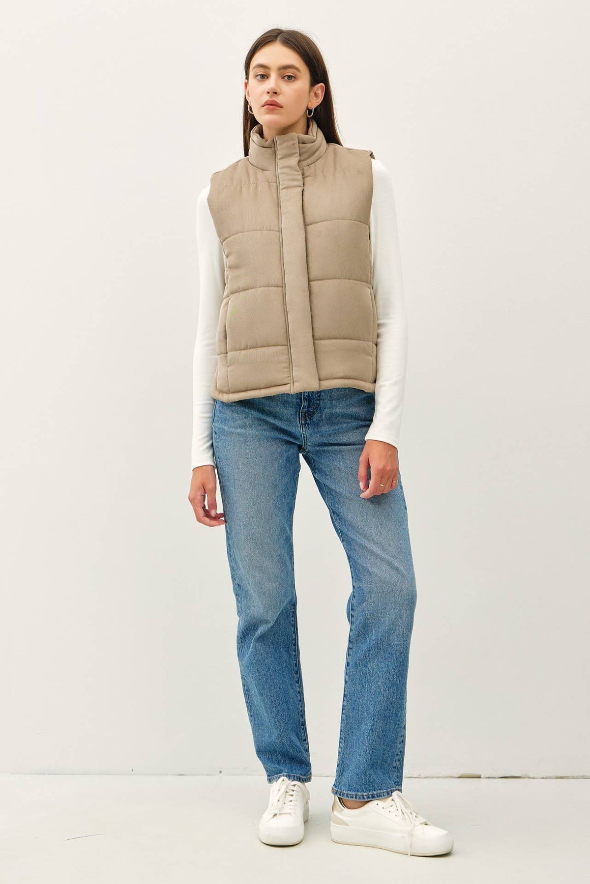 Suede-Like Puffer Vest