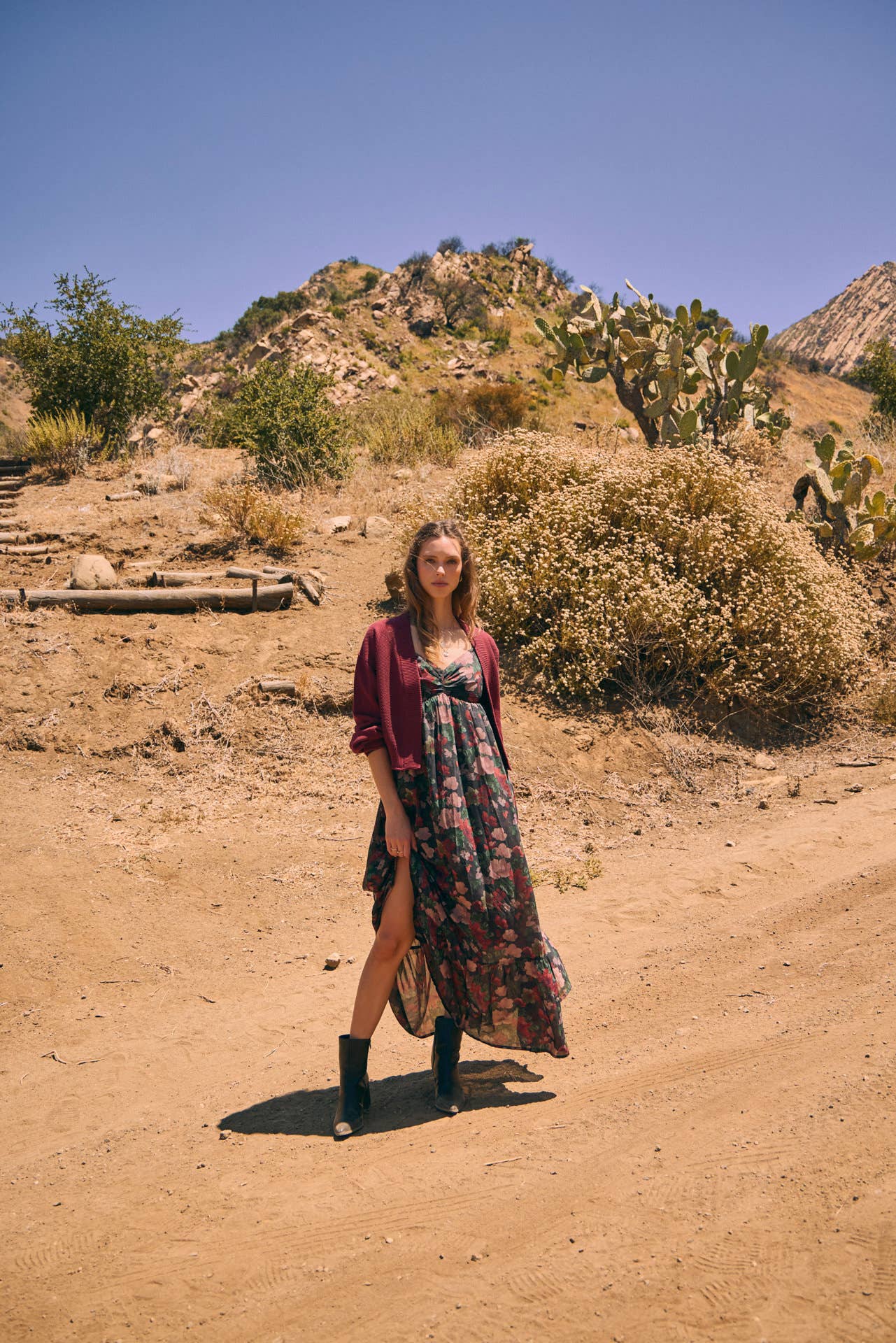 Love Letter To Autumn Floral Crinkled Maxi Smocked Dress