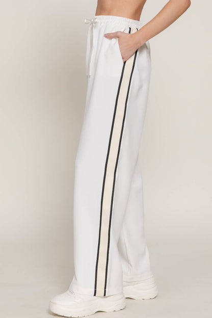 Side Stripe Straight Long Woven Pants