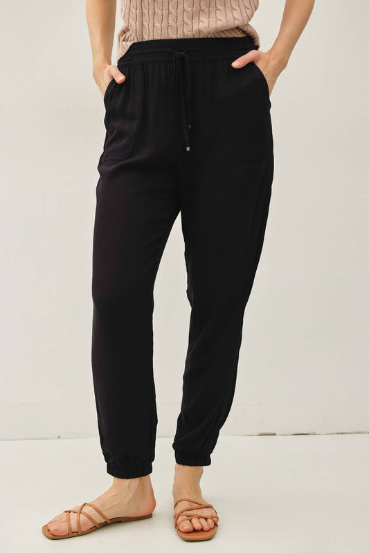 High Rise Elastic Drawstring Jogger Pants