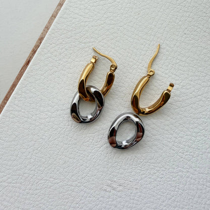 Two Tone Convertible Hoop Earrings | Waterproof, Stainless