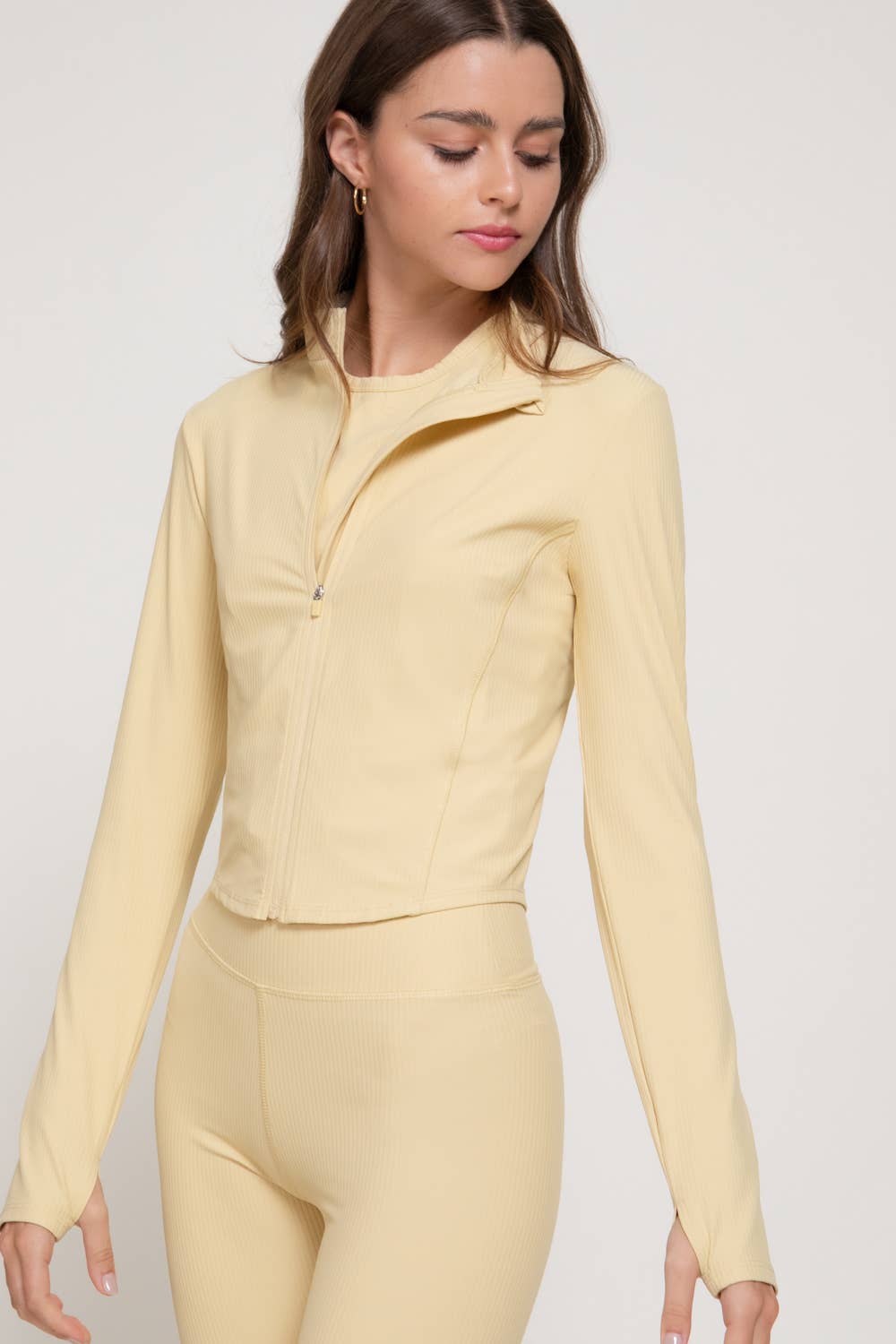 Long Sleeve Workout Jacket with Side Seam Detail