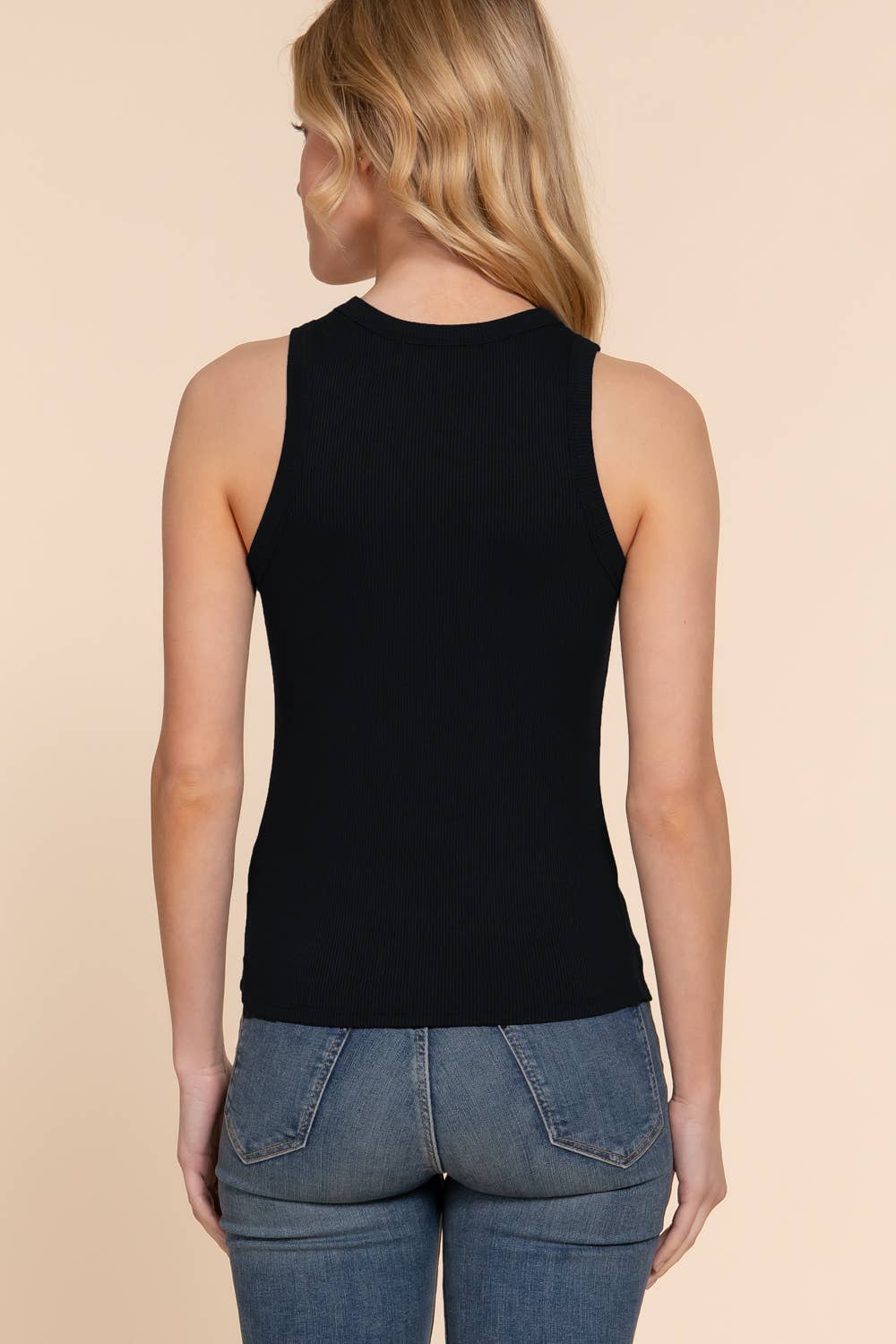 Sleeveless Crew Neck Rib Knit Top