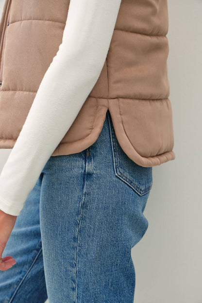 Suede-Like Puffer Vest