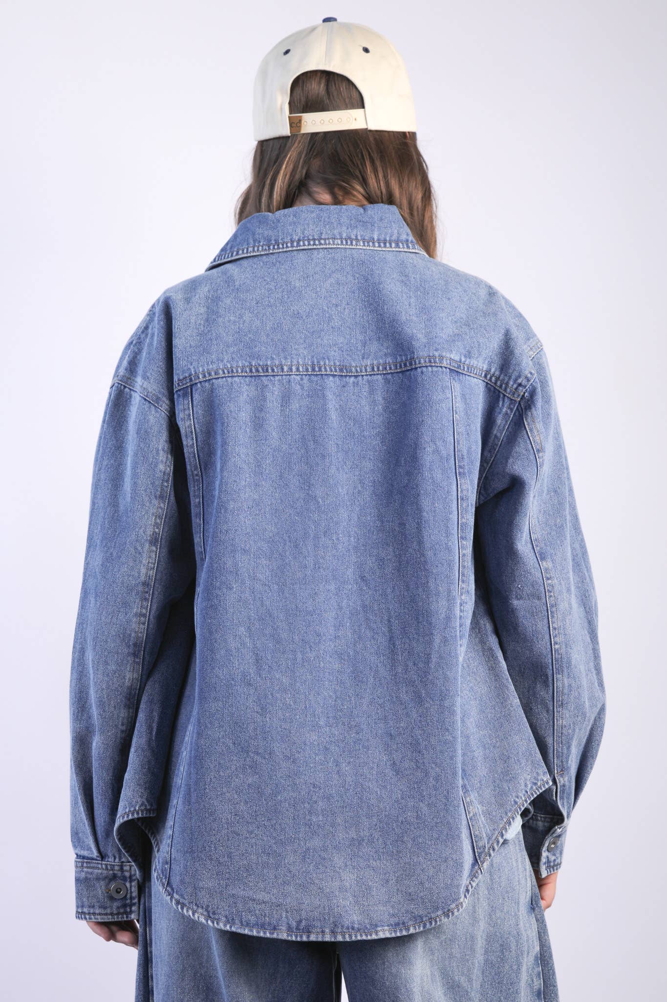 Oversized Washed Denim Shirt Top