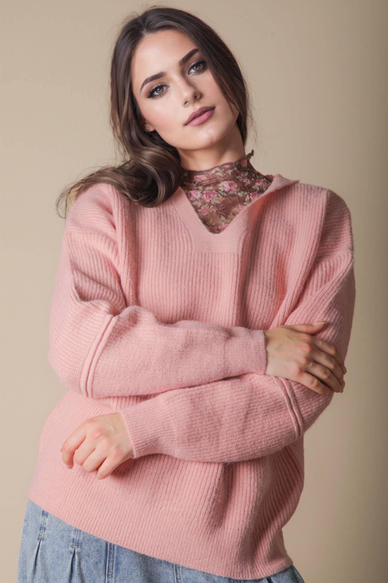 Cozy Oversized Knit Sweater Hoodie Top
