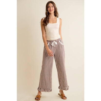 Gingham Ruffled Pull on Pant