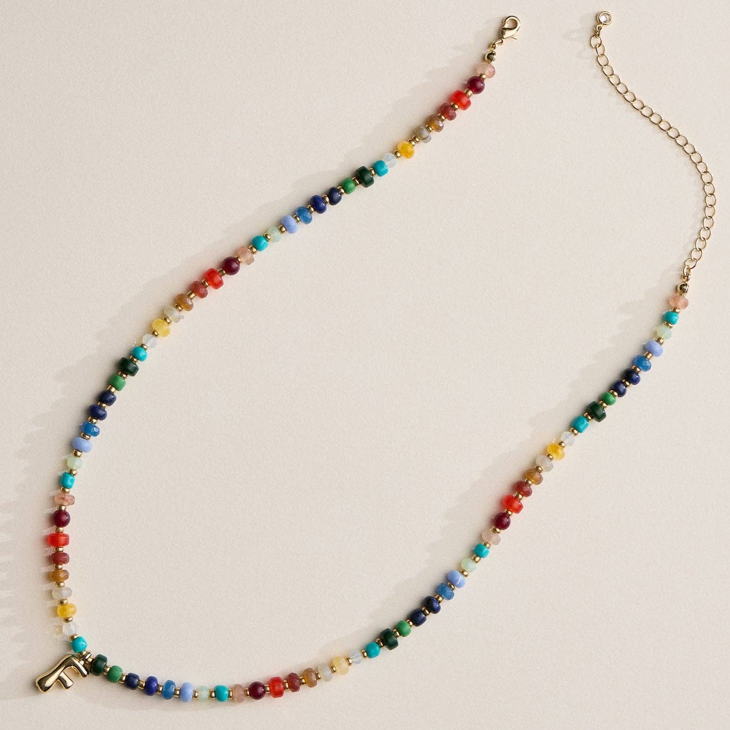 Vibrant Beaded Necklaces with Gold Initial Charm