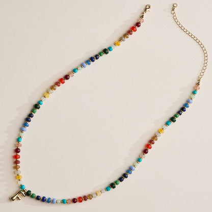 Vibrant Beaded Necklaces with Gold Initial Charm