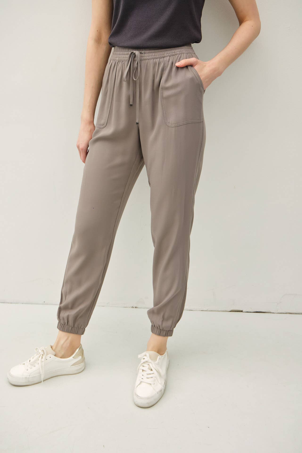 High Rise Elastic Drawstring Jogger Pants