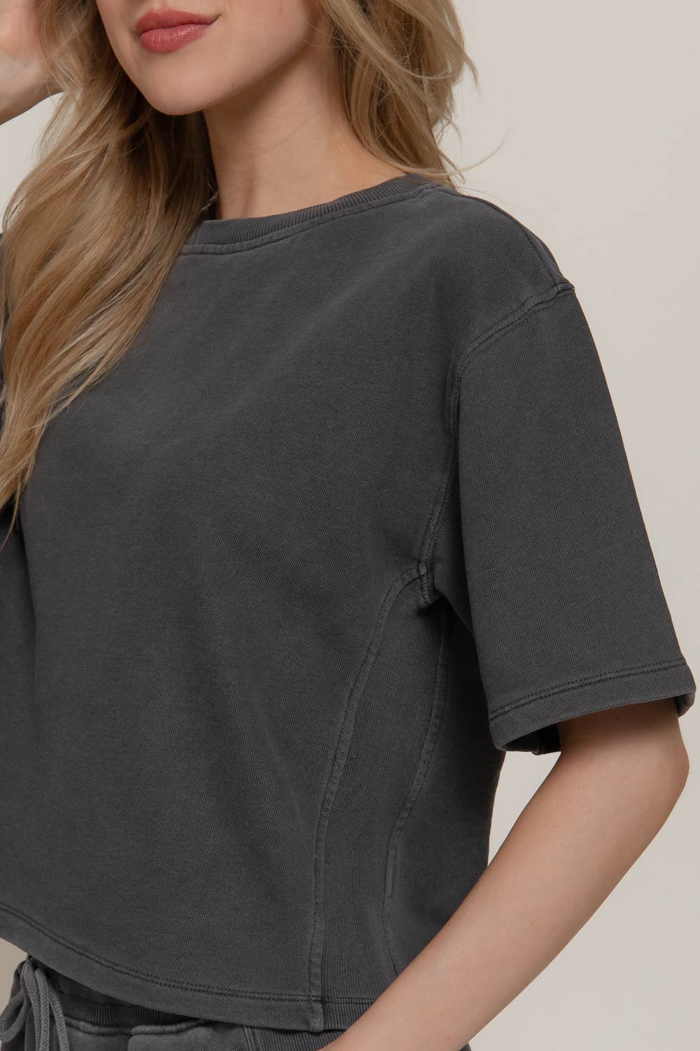 Hort Dolman Sleeve Garment Washed Terry Top