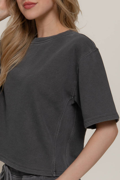 Hort Dolman Sleeve Garment Washed Terry Top