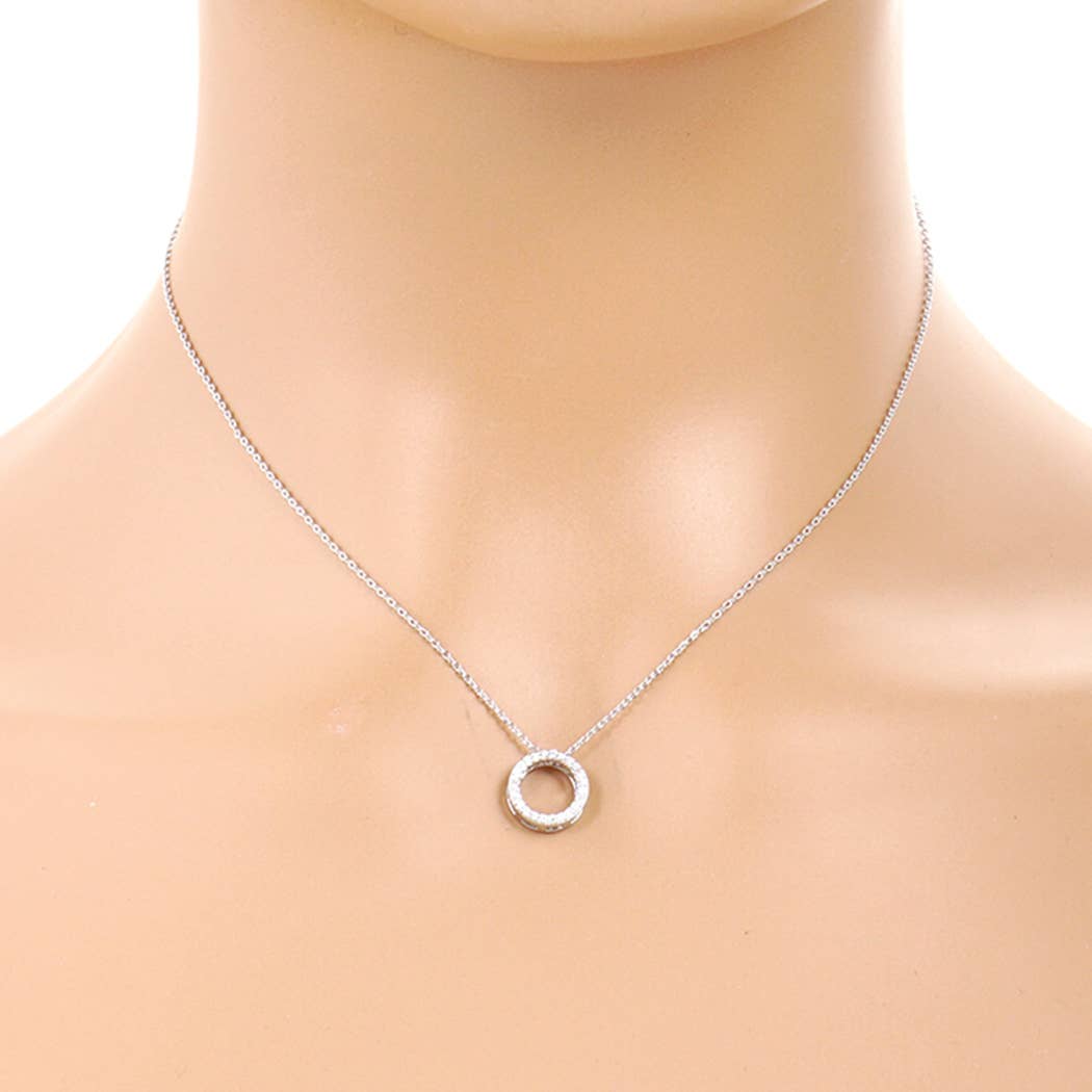 Gold-Dipped Rhinestone Ring Necklace