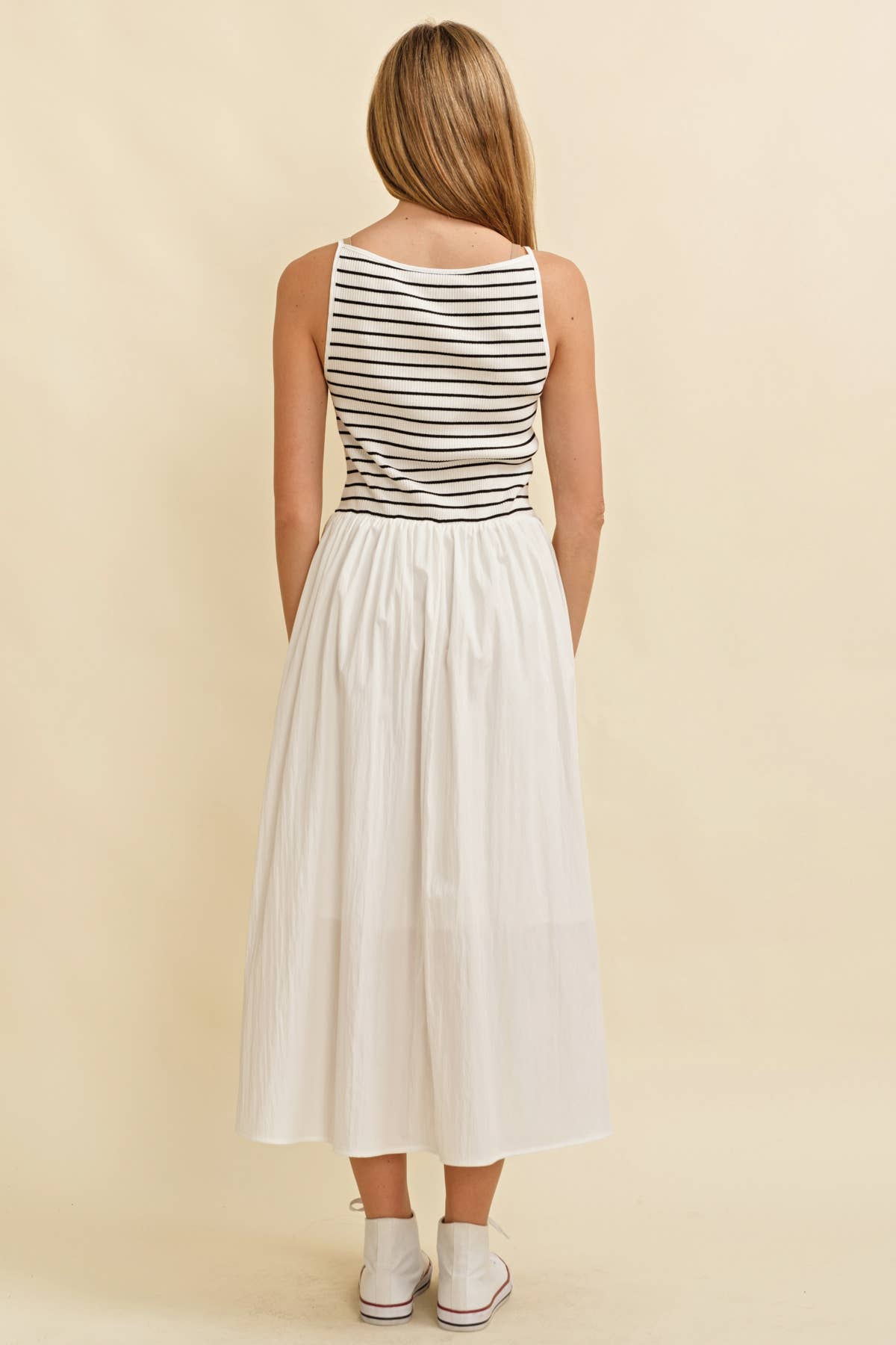 Drop Waist Stripe Maxi Dress