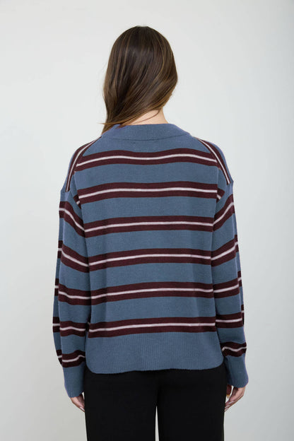 Multi-Color Stripe Crew Neck Relaxed Pullover
