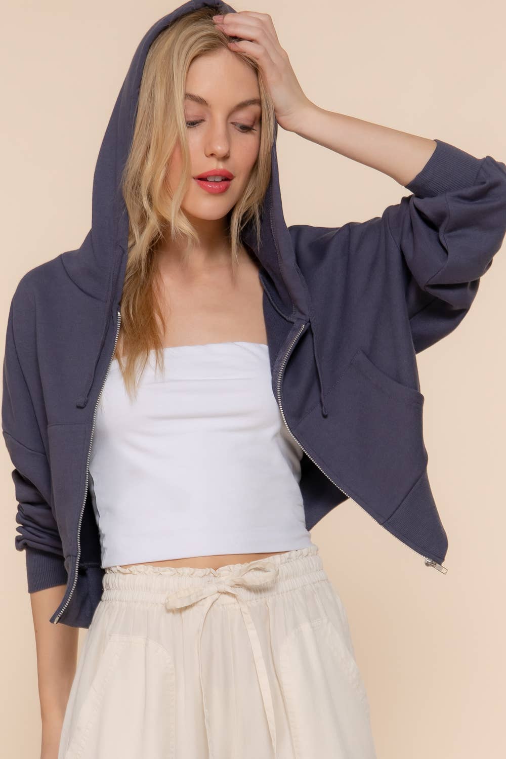 Long Sleeve Hoodie French Terry Zip Up Jacket