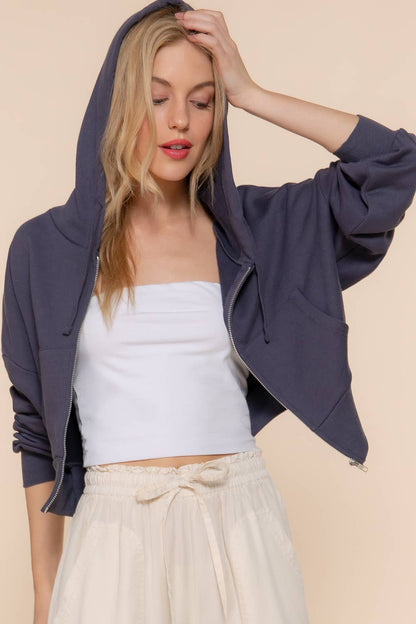 Long Sleeve Hoodie French Terry Zip Up Jacket