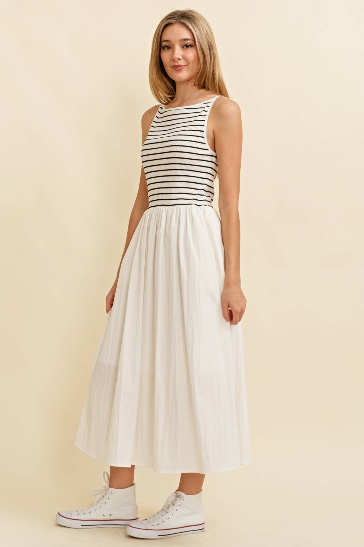 Drop Waist Stripe Maxi Dress
