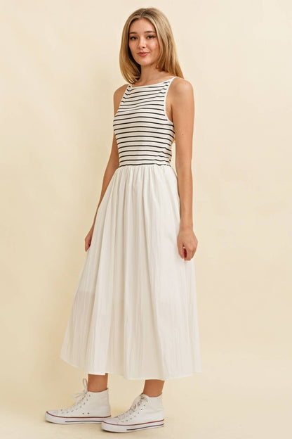 Drop Waist Stripe Maxi Dress