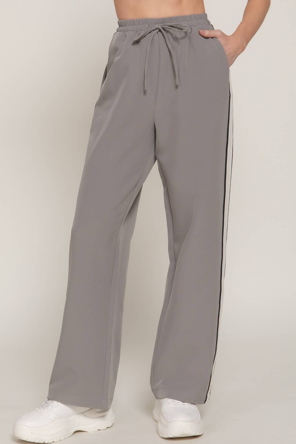 Side Stripe Straight Long Woven Pants