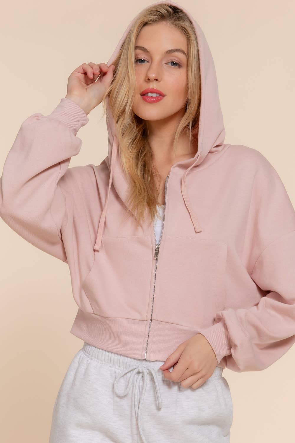 Long Sleeve Hoodie French Terry Zip Up Jacket