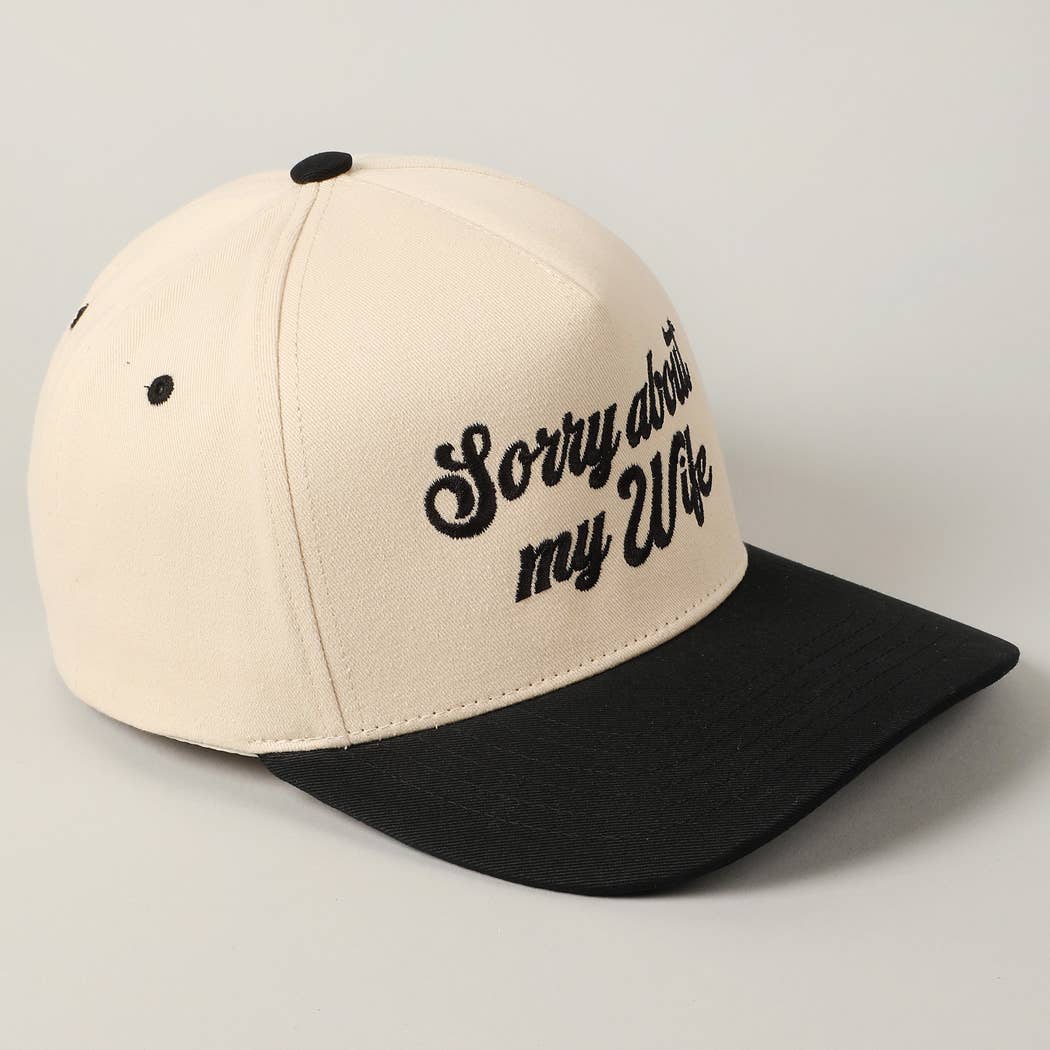 Sorry About My Wife Embroidery Two-Tone Canvas Cap