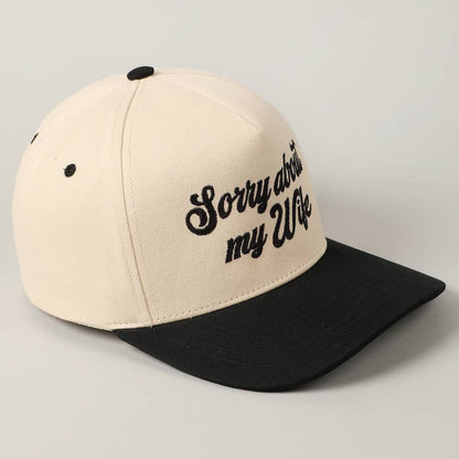 Sorry About My Wife Embroidery Two-Tone Canvas Cap