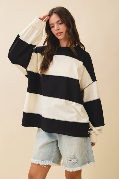Long Sleeve Color Block Top
