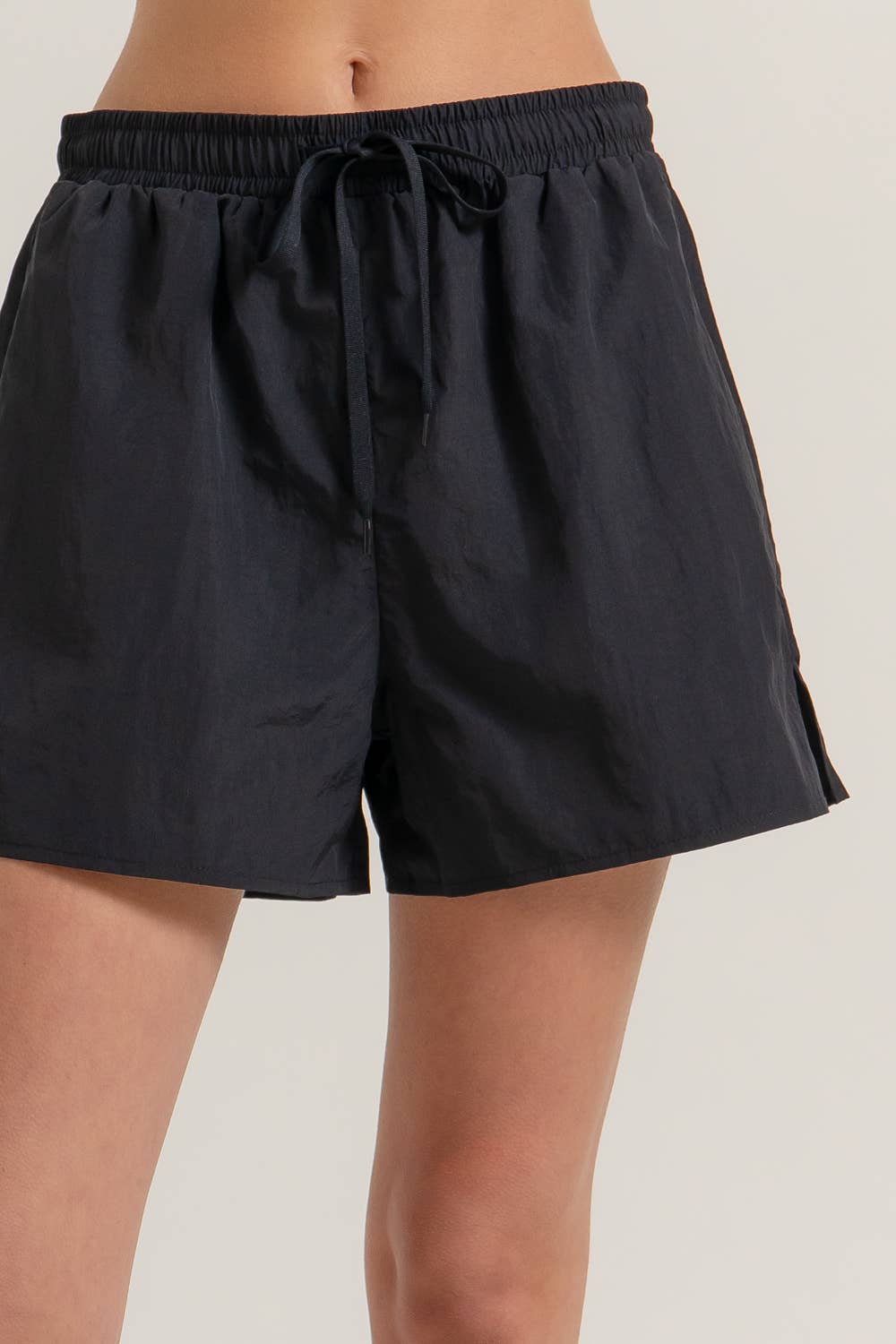 Anorak Fabric Side Slit Workout Shorts