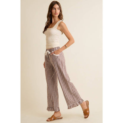 Gingham Ruffled Pull on Pant