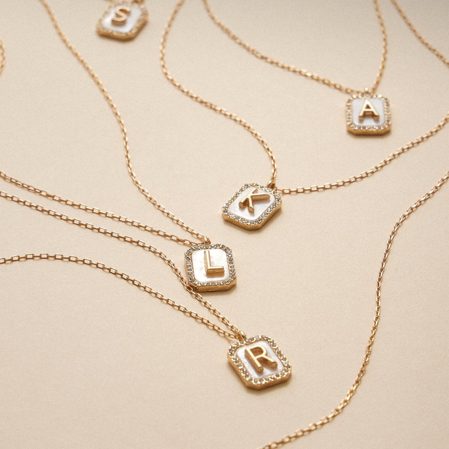 Initial Shell Charm Necklace Assorted