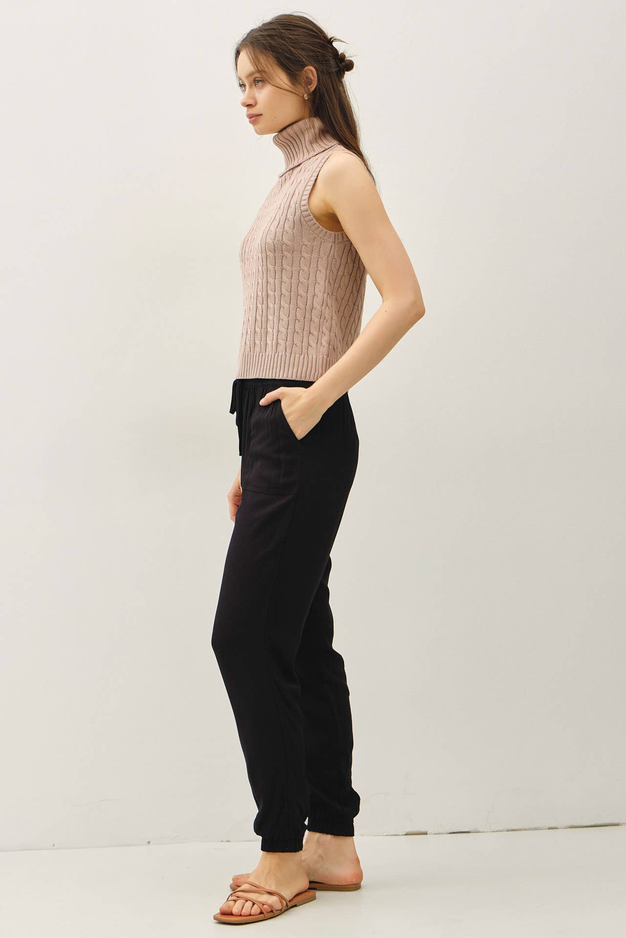 High Rise Elastic Drawstring Jogger Pants