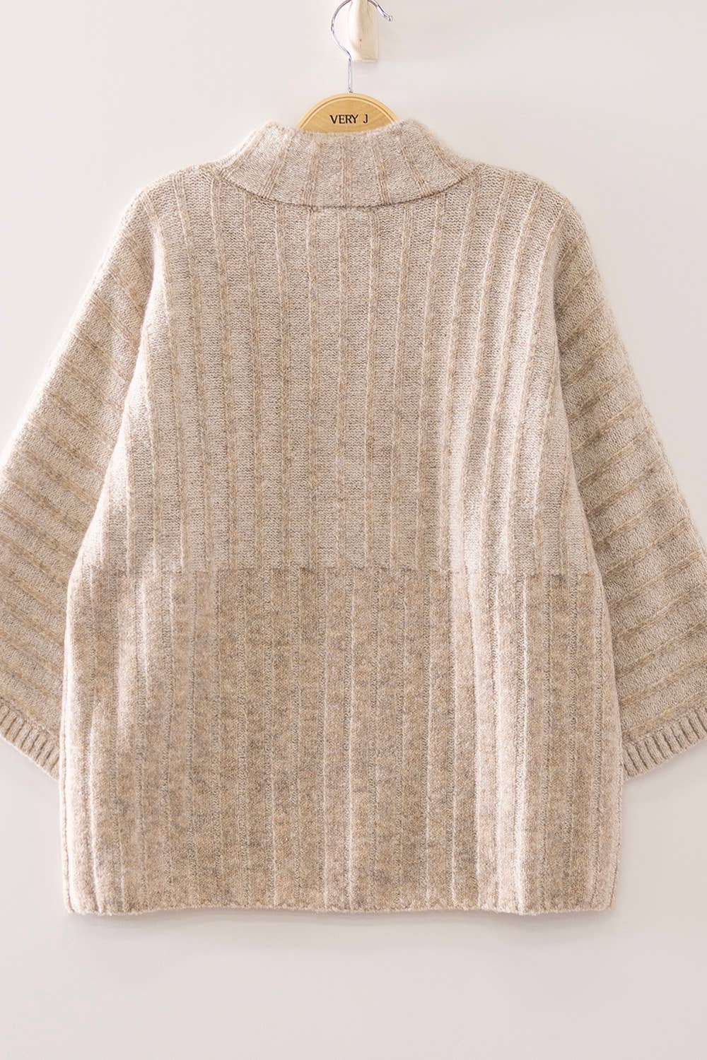 Ribbed Knit Mock Neck Sweater