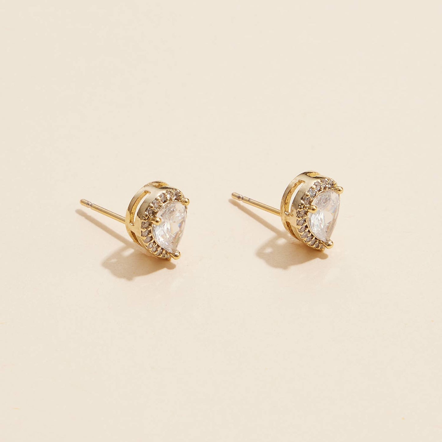 Pear-Shaped Cubic Zirconia Stud Earrings