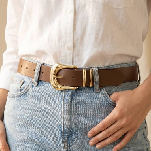 Wide Pu Belt With Organic Asymmetric Buckle