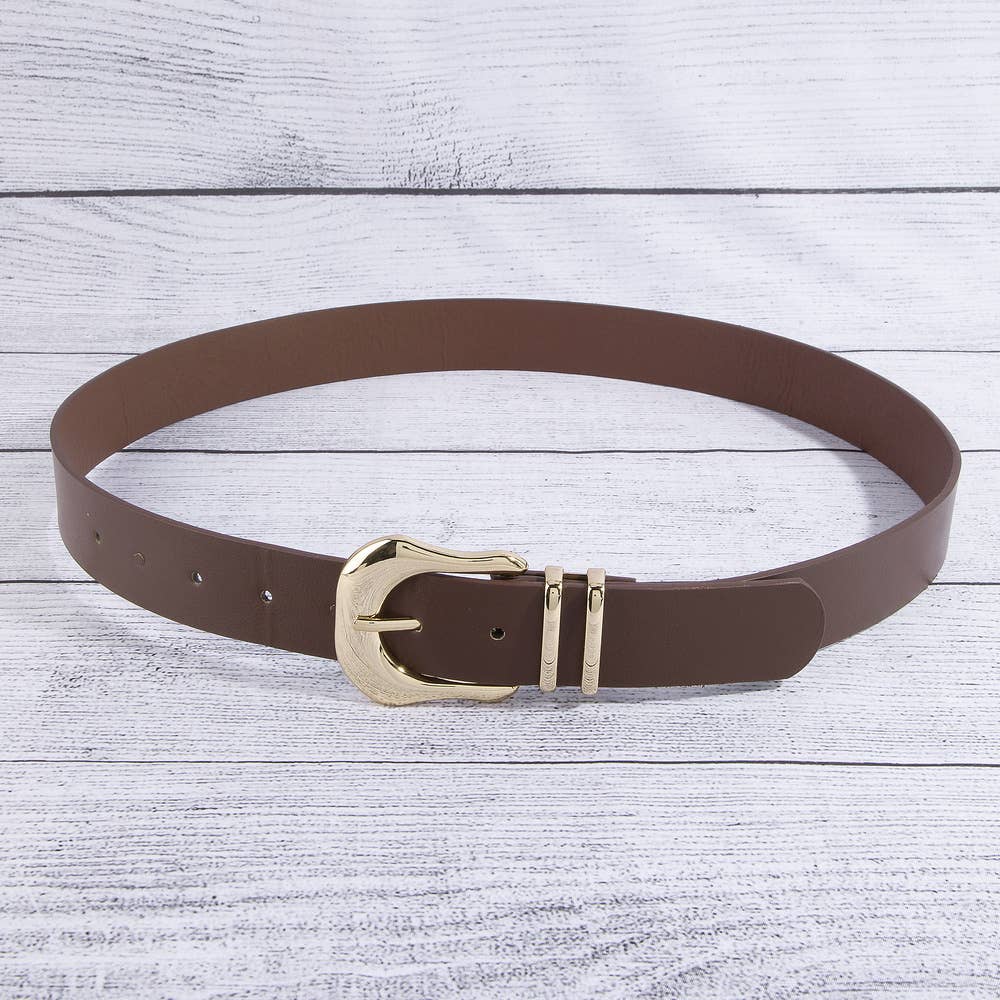 Wide Pu Belt With Organic Asymmetric Buckle