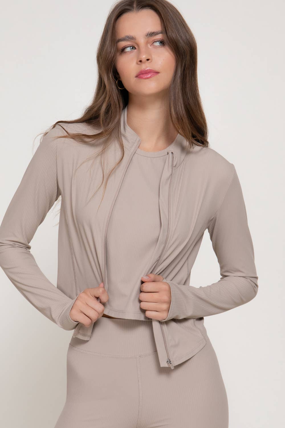 Long Sleeve Workout Jacket with Side Seam Detail