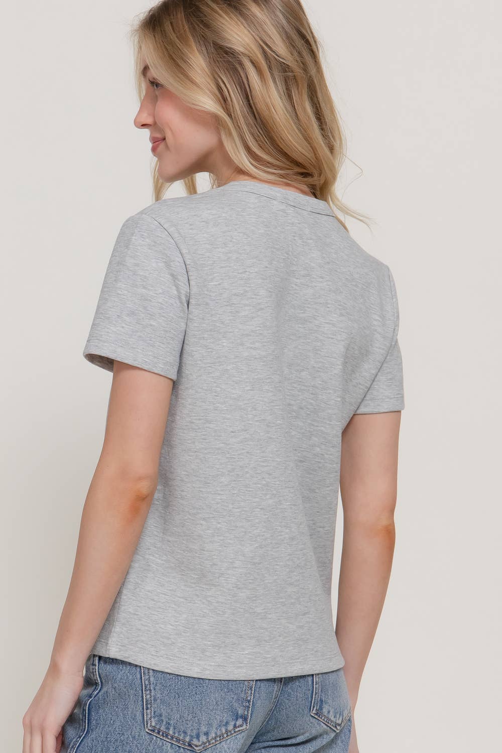 Short Sleeve Round Neck Soft Knit Jersey Top