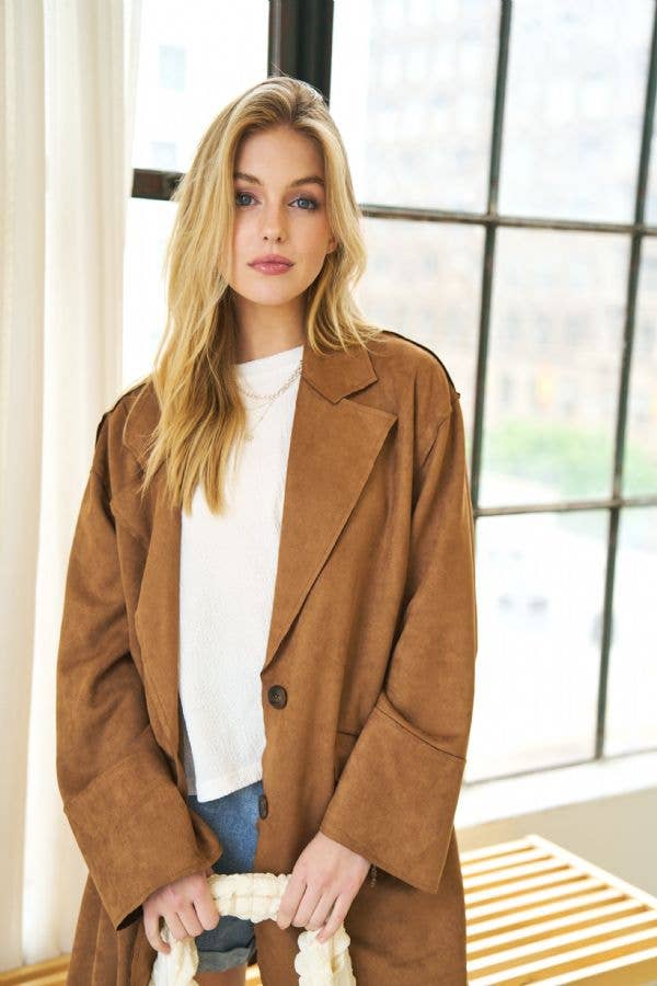 SOLID BUTTON DOWN SIDE POCKETS LOOSE FIT COAT