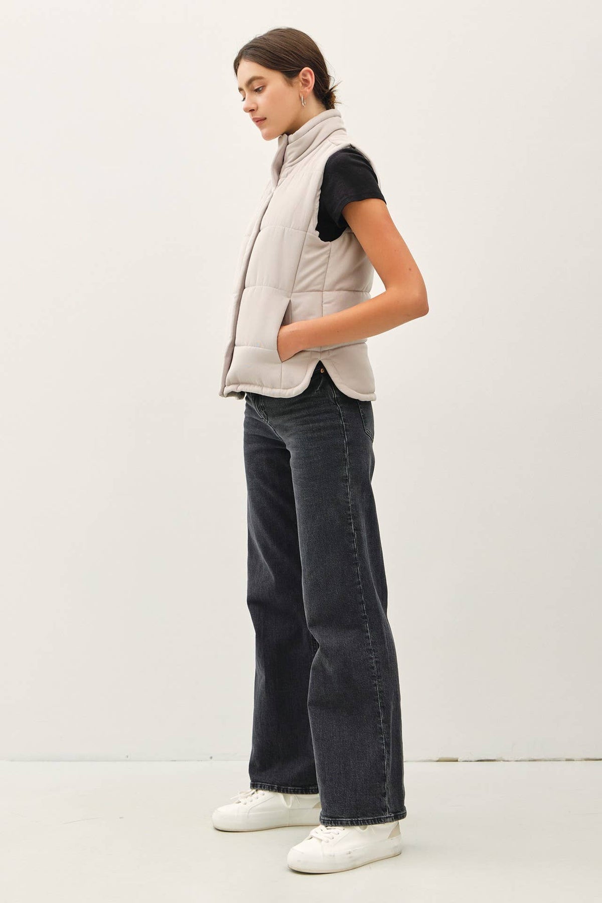 Suede-Like Puffer Vest