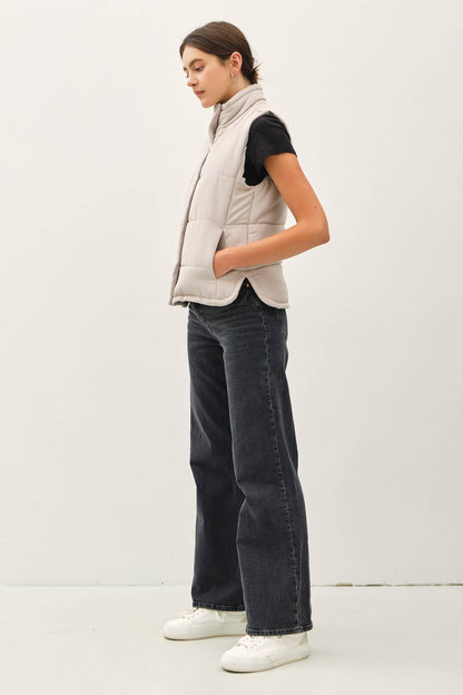 Suede-Like Puffer Vest